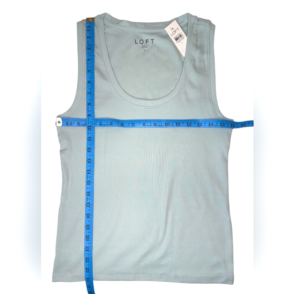 NWT LOFT Women's Perfect Ribbed Scoop Neck Racerback Tank Seafoam Green Size: L - Picture 4 of 7